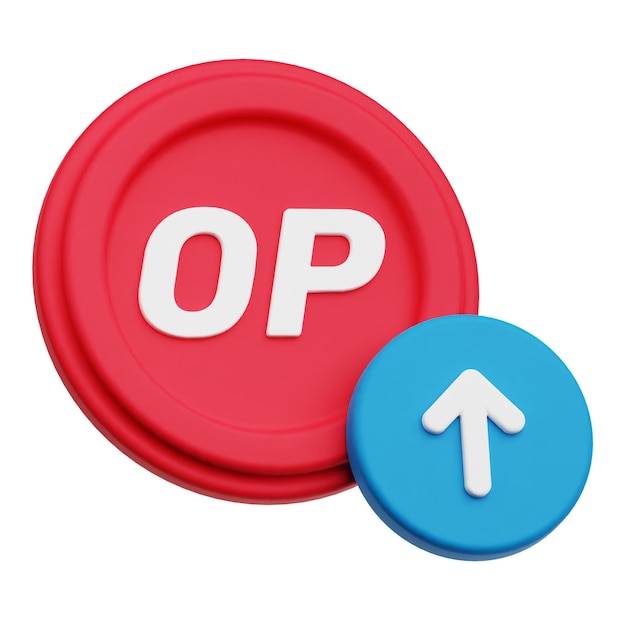 Optimismo token criptográfico icono 3D aislado en el fondo blanco