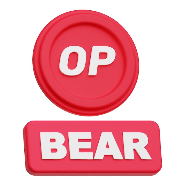 Optimismo token criptográfico icono 3D aislado en el fondo blanco