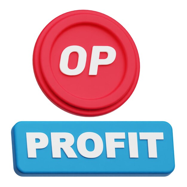 Optimismo token criptográfico icono 3D aislado en el fondo blanco