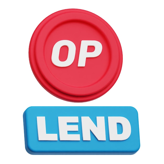 Optimismo token criptográfico icono 3D aislado en el fondo blanco