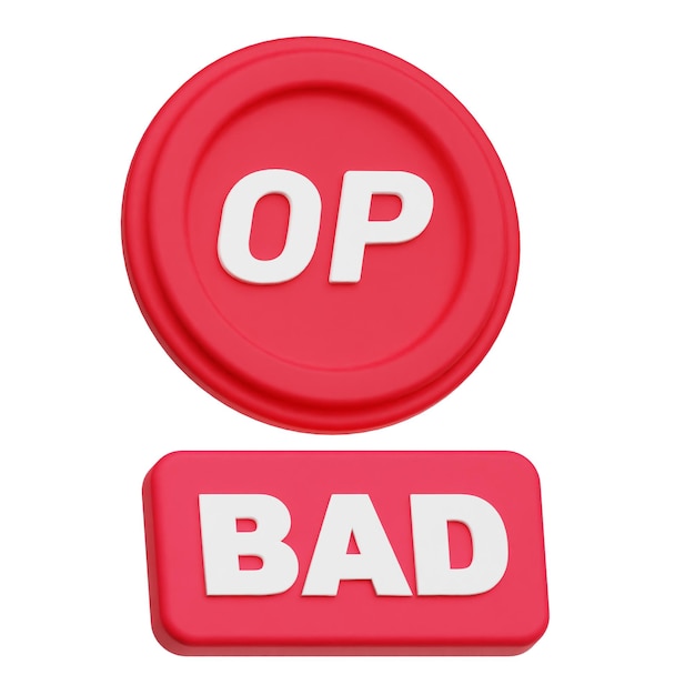 Optimismo token criptográfico icono 3D aislado en el fondo blanco