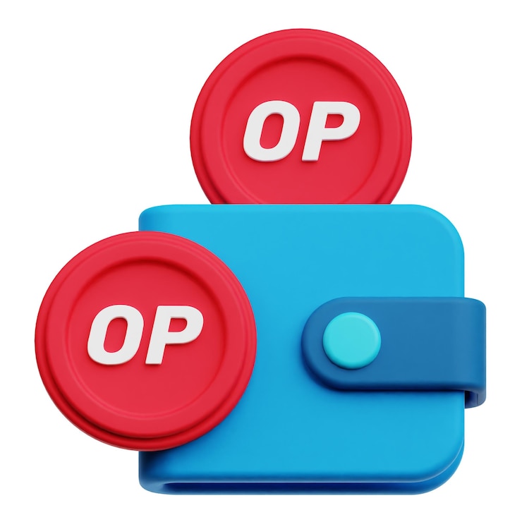 PSD optimismo token criptográfico icono 3d aislado en el fondo blanco