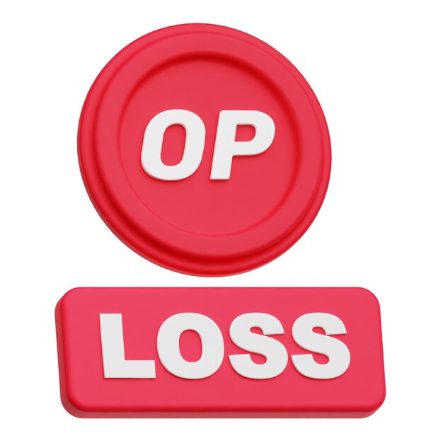 Optimismo token criptográfico icono 3D aislado en el fondo blanco
