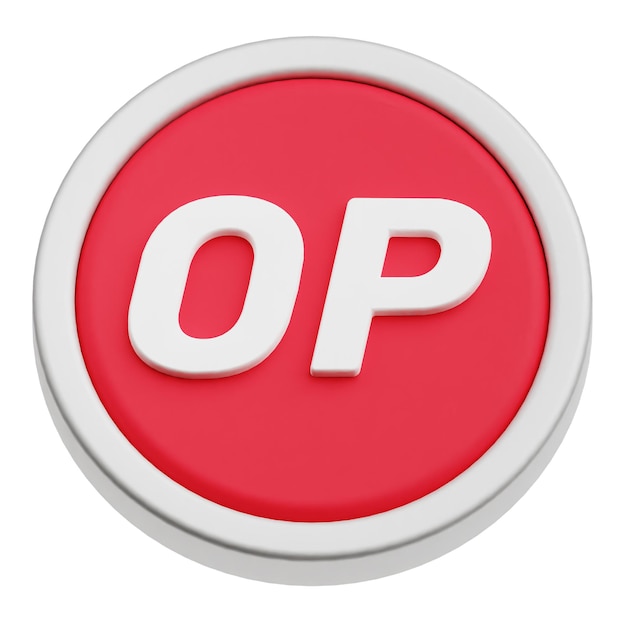 Optimismo token criptográfico icono 3D aislado en el fondo blanco