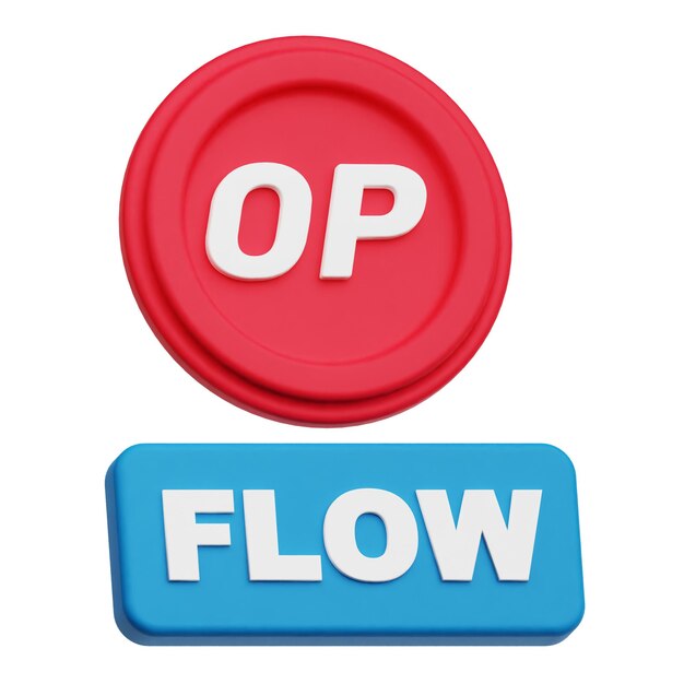 Optimismo token criptográfico icono 3D aislado en el fondo blanco