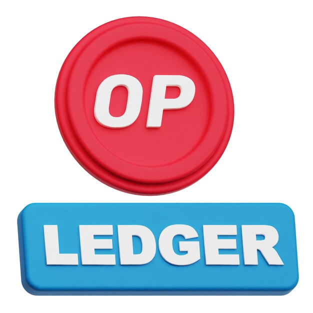 Optimismo token criptográfico icono 3D aislado en el fondo blanco