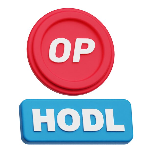 Optimismus-Krypto-Token 3D-Symbol isoliert auf weißem Hintergrund
