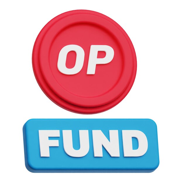 Optimismus-Krypto-Token 3D-Symbol isoliert auf weißem Hintergrund