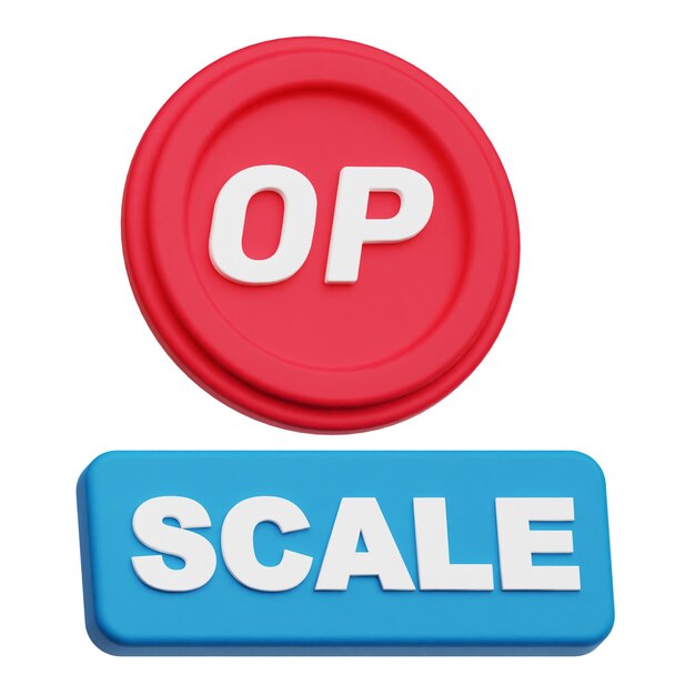 Optimismus-Krypto-Token 3D-Symbol isoliert auf weißem Hintergrund