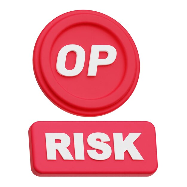 Optimismus-Krypto-Token 3D-Symbol isoliert auf weißem Hintergrund