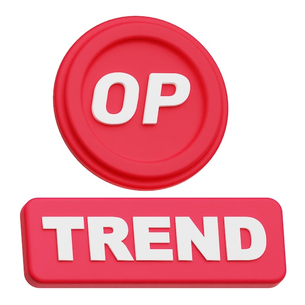 Optimismus-Krypto-Token 3D-Symbol isoliert auf weißem Hintergrund