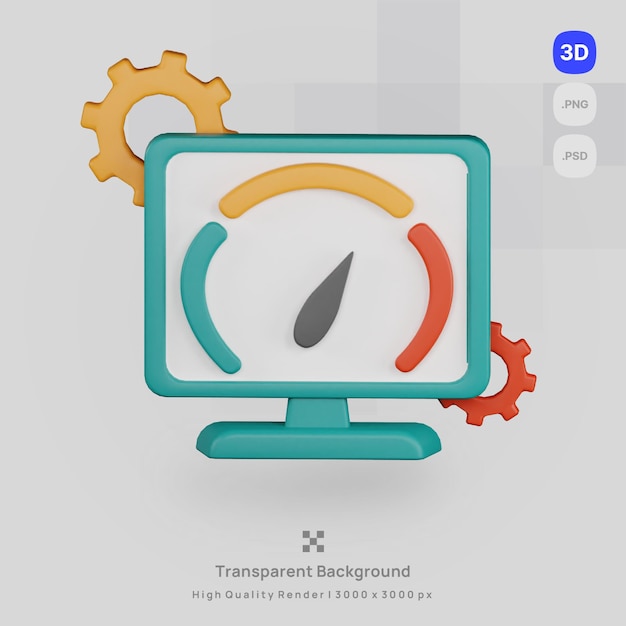 PSD la optimización del motor de búsqueda de ilustración de icono 3d representa la velocidad del sitio web con fondo transparente