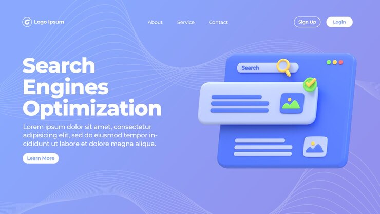 PSD optimización de la página de aterrizaje de seo ilustración de seo