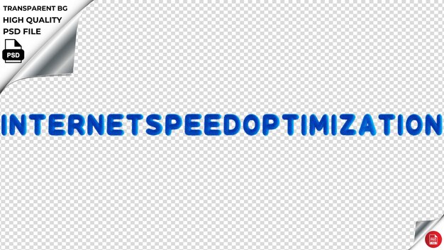 PSD optimización de la velocidad de internet tipografía de texto azul esponjoso psd transparente