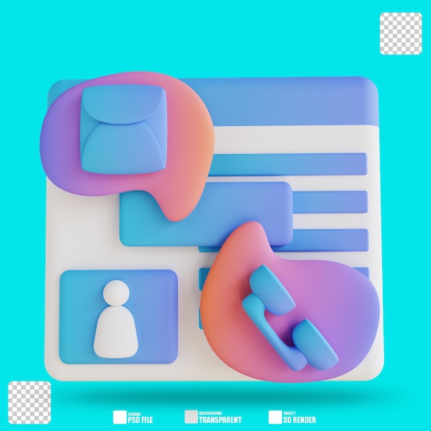 Options de contact d'illustration 3D 2