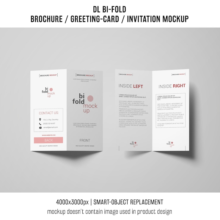 PSD opuscolo bi-fold o mockup di invito