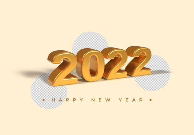 Or 2022 nouvel an perspective rendu 3d isolé sur fond transparent Psd