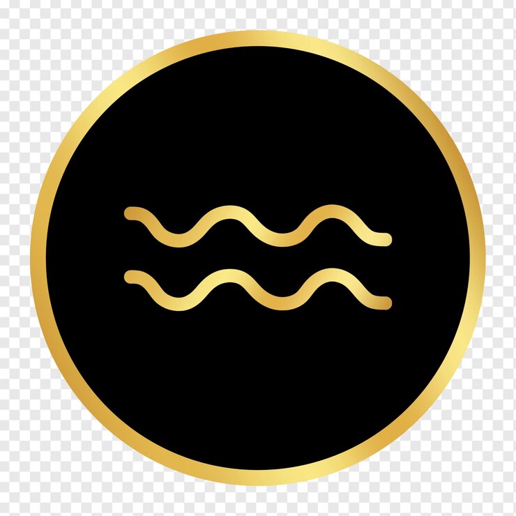 PSD or noir avec cercle aquarius symbole du zodiaque pour l'élément de conception de l'horoscope du calendrier astrologique