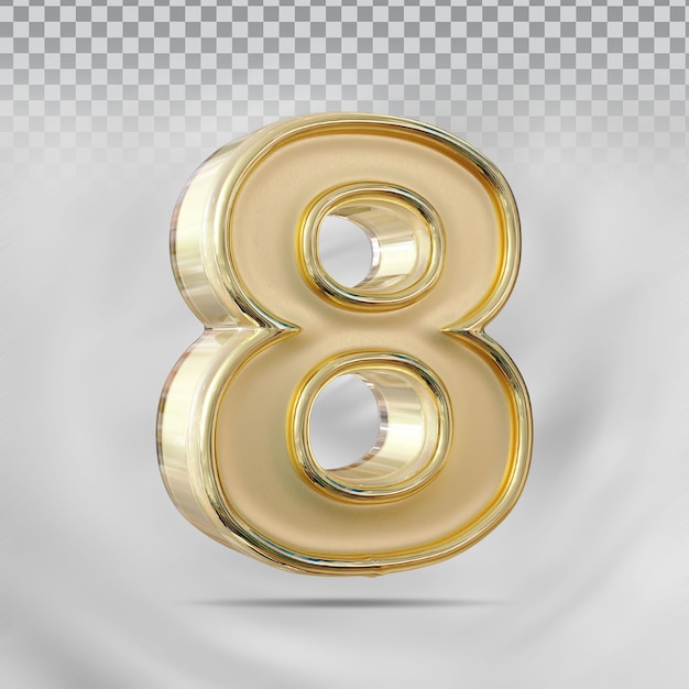 Or numéro 8 Style créatif rendu 3d luxe