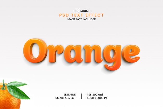 Orange 3d bearbeitbarer psd Texteffektstil
