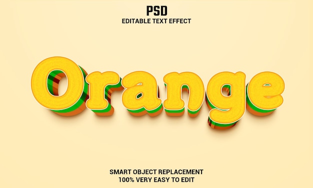 PSD orange 3d bearbeitbarer texteffekt mit hintergrund premium psd