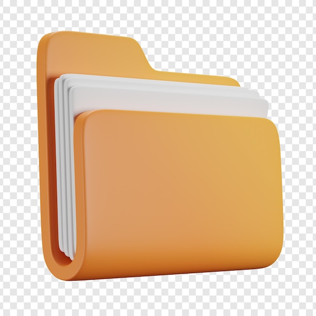 Orange 3D-Ordner mit weißem Papier gefüllt