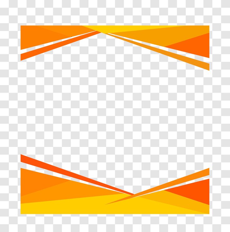 PSD orange abstract geometric frame border isolated on transparent background