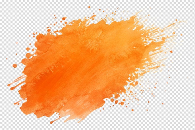 Orange Aquarell-Spritz isolierter lebendiger Flüssigkeitsfleck saftiger Pigmentbruch handgemalte Textur