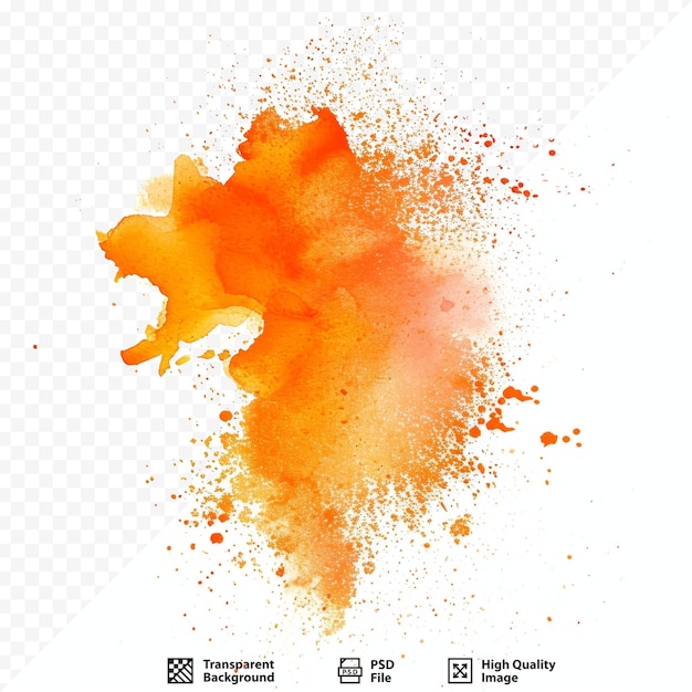 PSD orange aquarell und tinte papier texturen auf weißem isolierten hintergrund chaotisch stilvoll abstrakt organisches design