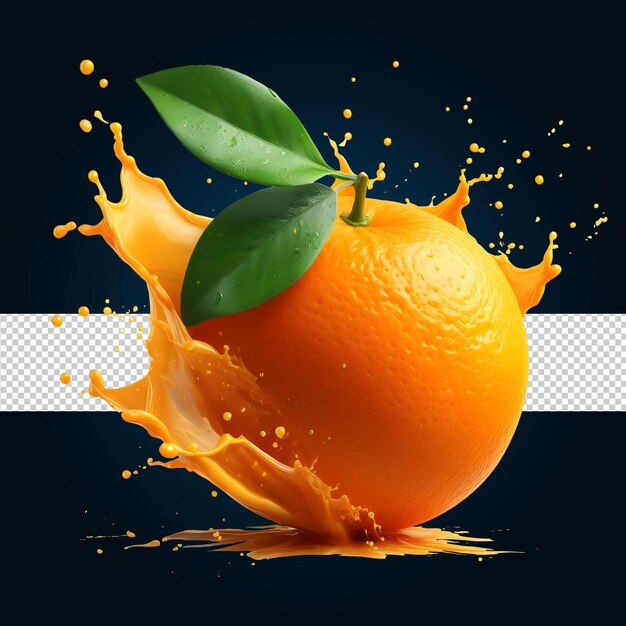 PSD avec de l'orange et du jus d'orange frais généré par une intelligence artificielle