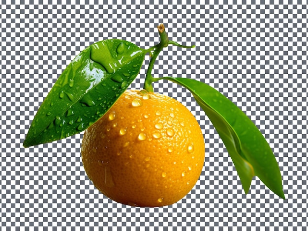 PSD orange fraîche savoureuse avec feuille isolée sur fond transparent