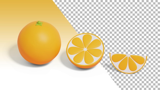 Orange fruit realistisches design schnitte und hälften für früchte konzept