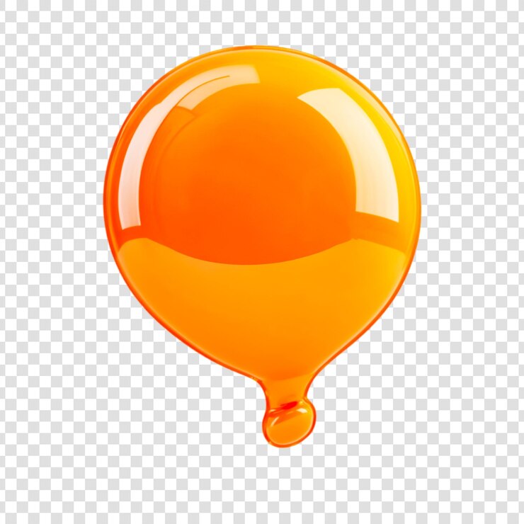 PSD orange glossy balloon dripping paint design element