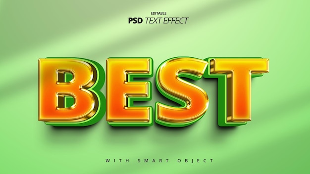 Orange-grünes bestes bearbeitbares Vorlagendesign mit 3D-Texteffekt