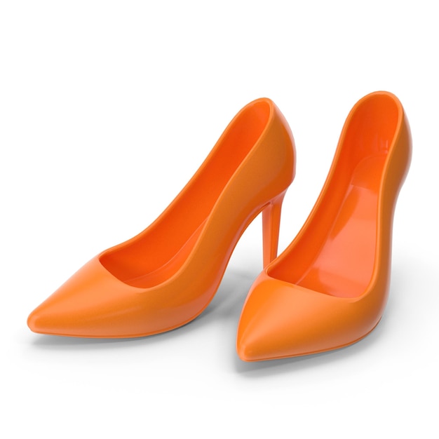 Orange Heels PSD Arquivos de alta qualidade Heels Modelagem Ilustrações detalhadas Calçados e Moda