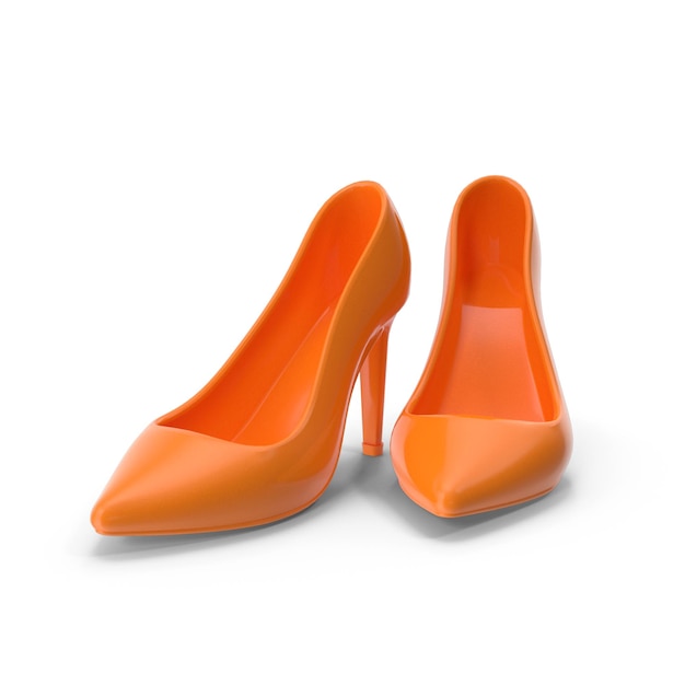 Orange Heels PSD Arquivos de alta qualidade Heels Modelagem Ilustrações detalhadas Calçados e Moda