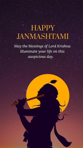 Orange Illustrative Janmashtami Greeting Your Story