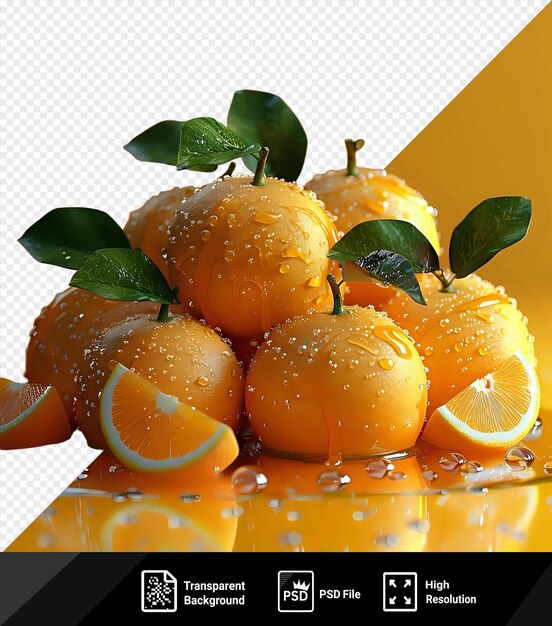 PSD orange incroyable recouvert de cire pour le jus affiché arrangement aléatoire d'oranges dans un bol de verre png psd