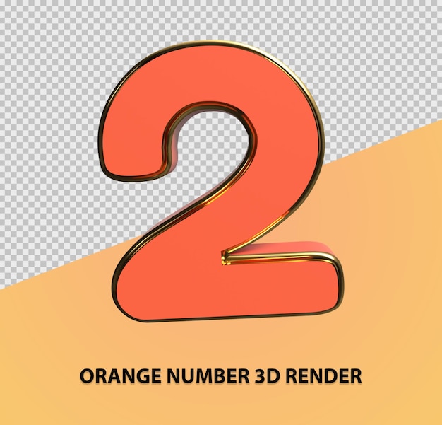 PSD orange nummer 3d rendern