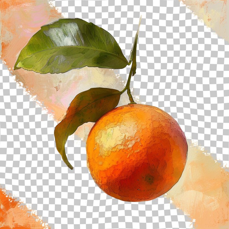 PSD une orange et une orange sur un fond blanc avec une feuille