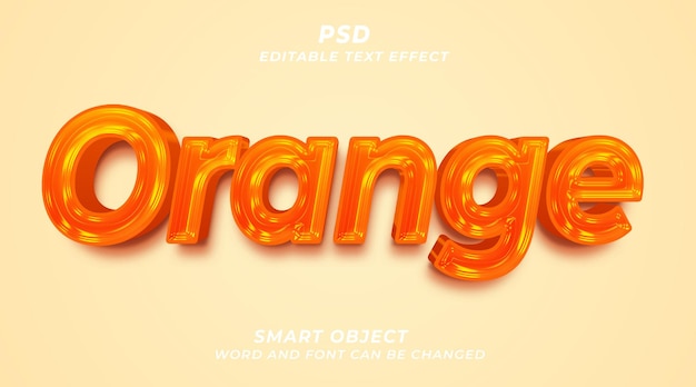 Orange PSD 3d bearbeitbare Texteffekt-Photoshop-Vorlage