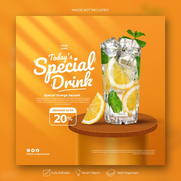 Orange Saft Menü Instagram Post Banner Vorlage