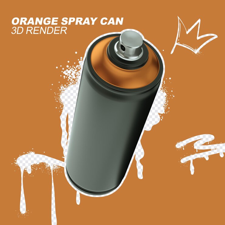 PSD orange spray can top view