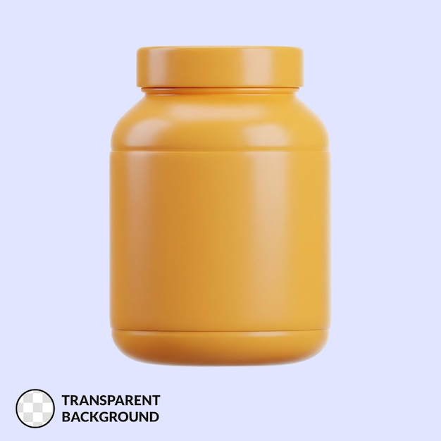 Orange Supplement Flasche im 3D-Cartoon-Stil