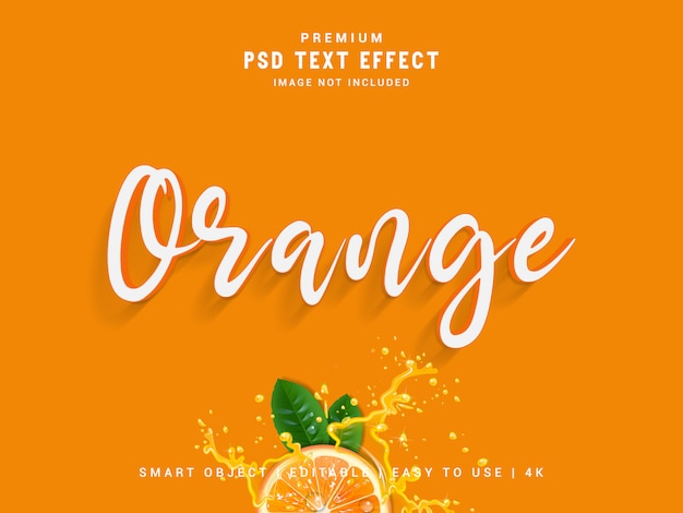 PSD orange text effekt modell.