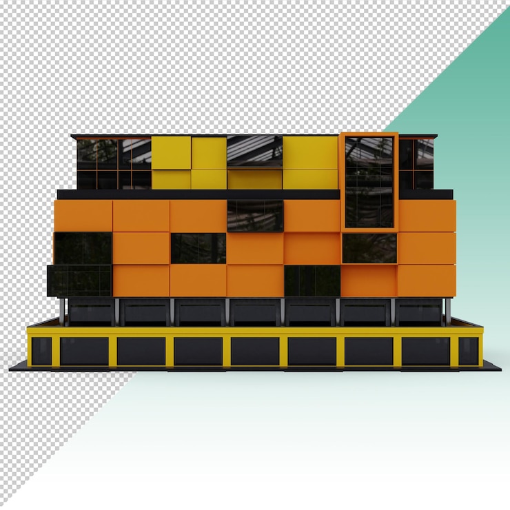 PSD orange yellow black wall modern building