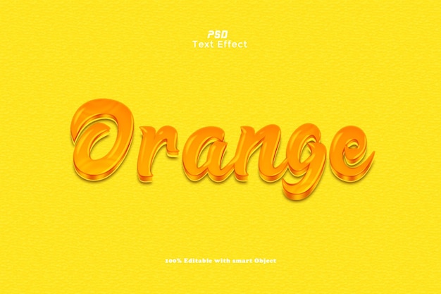 PSD orangefarbener, bearbeitbarer 3d-texteffektstil im psd-format