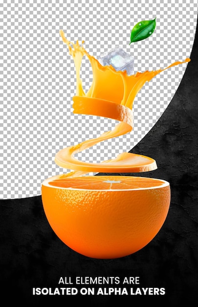 Orangensaft-Explosion isoliert auf Alpha-Schichten png