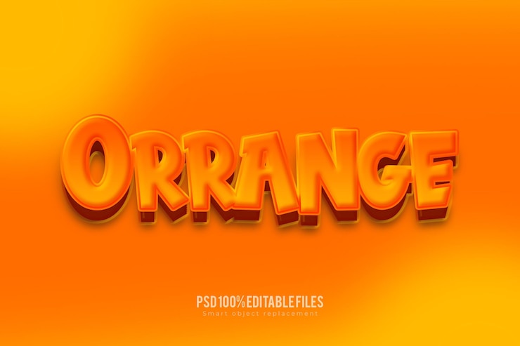 PSD oranger text, der orange auf der unterseite sagt
