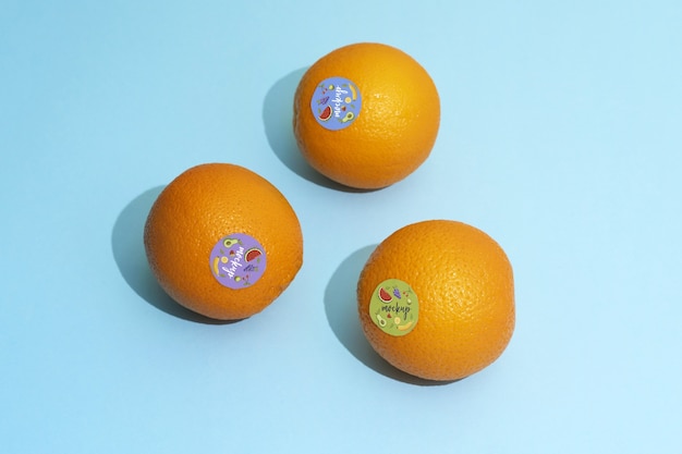 PSD oranges avec maquette d'autocollants